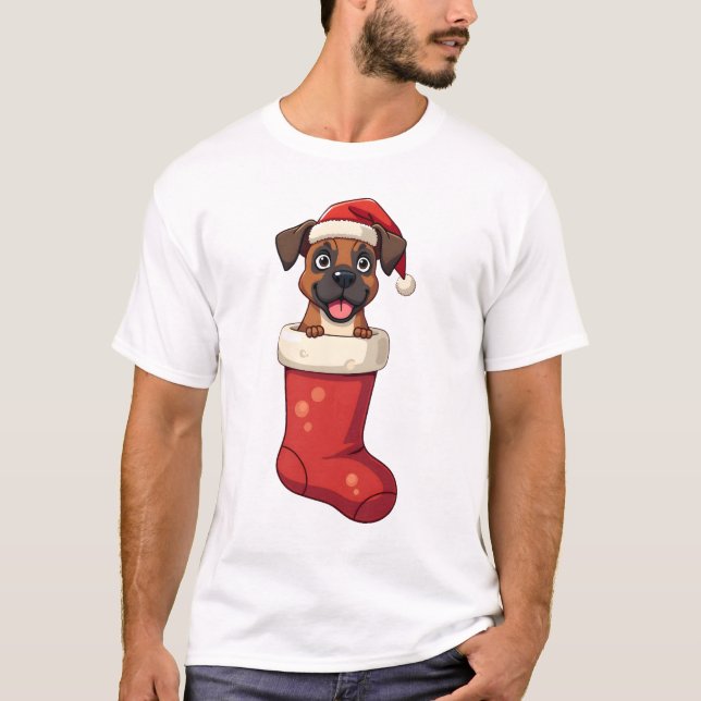T-shirt Chaussette de Noël Boxer (Devant)