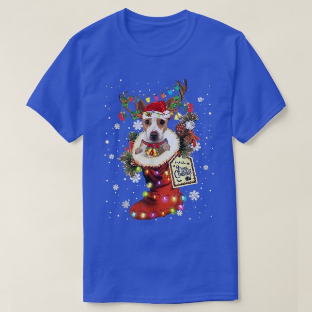 T-shirt Chaussette de Noël de Terrier de Rat hiver neige  (Design devant)