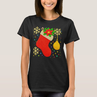 T-shirt Chaussette de Noël festive en faux perles PNG
