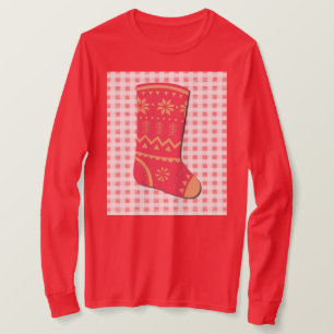T-shirt Chaussette de Noël mignonne, art des fêtes sur un 