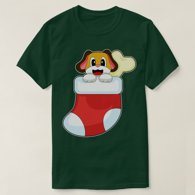 T-shirt Chaussettes de Noël de chien (Design devant)