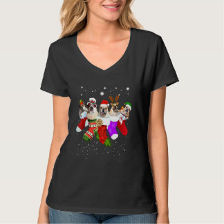 T-shirt Chaussettes de Noël de chien Bouledogue anglais Pa