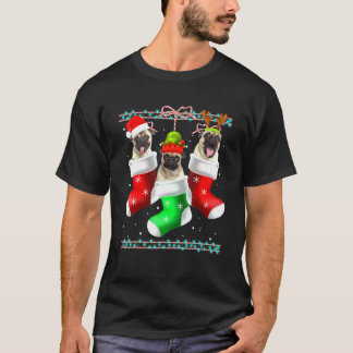T-shirt Chaussettes de Noël de chien Pug Pyjama de Noël An