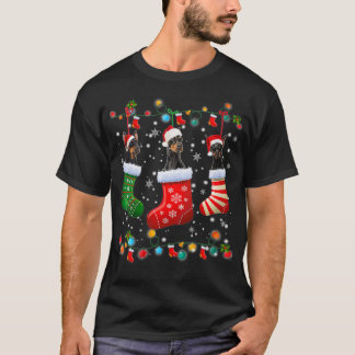 T-shirt Chaussettes de Noël Doberman pour femmes Funny Paj