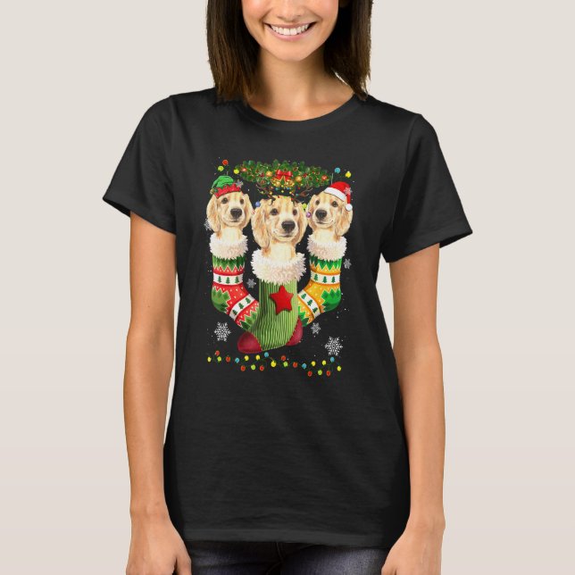 T-shirt Chaussettes de Noël Labrador Lumière de l'Arbre de (Devant)