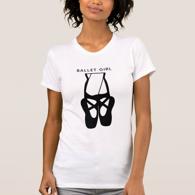 T-shirt Chaussons De Ballet Noir En Pointe Fille Ballet (Devant)
