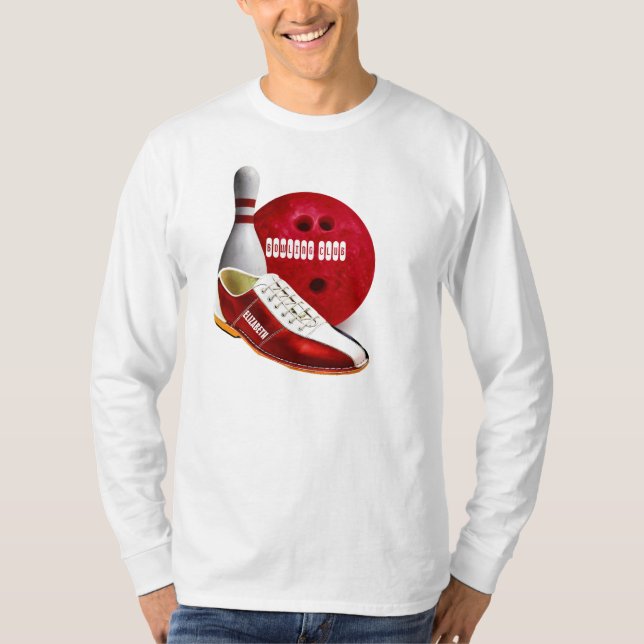 T-shirt Chaussure de boule de bowling et Pin avec votre (Devant)