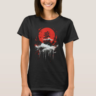 T-shirt Chaussure de calligraphie japonaise Red Sun Art