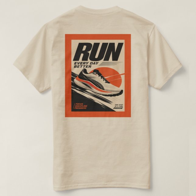 T-shirt Chaussure de course devant poitrine & Affiche de c (Design dos)