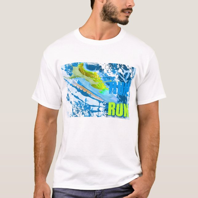 T-shirt Chaussure de course RUN RUN Bleu et Vert Paint Spl (Devant)