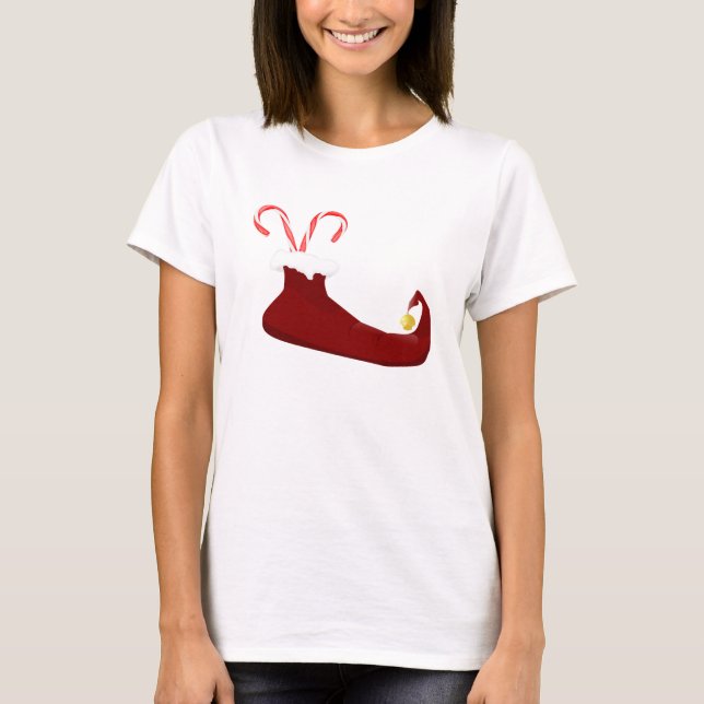 T-shirt Chaussure elfe rouge avec Sucres de canne (Devant)