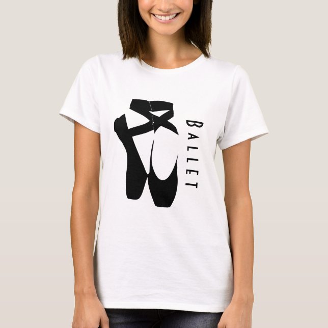 T-shirt Chaussures de Ballet Noir En Pointe (Devant)