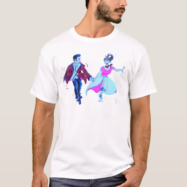 T-shirt chaussures de selle de jupe de caniche de rose de (Devant)