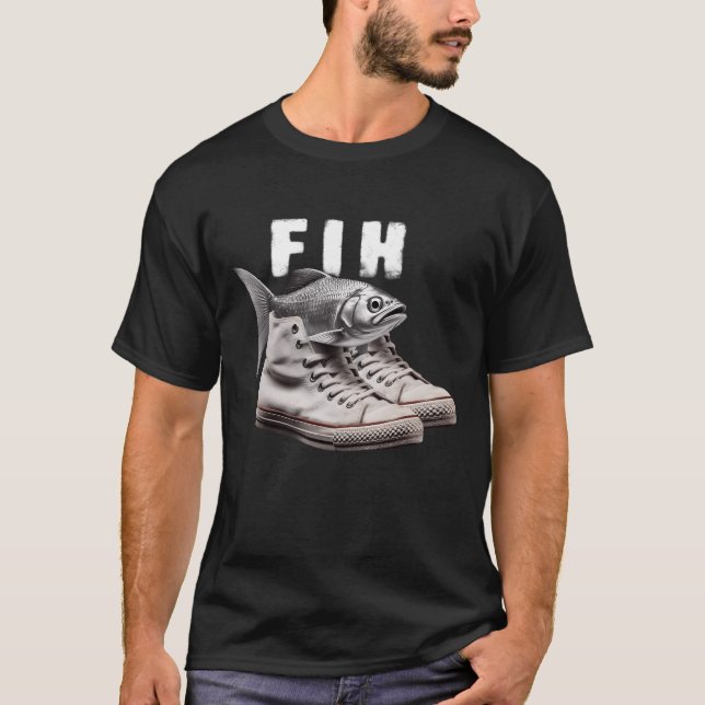 T-shirt Chaussures Fih Poisson Drôle Mème Poisson Mal Orth (Devant)