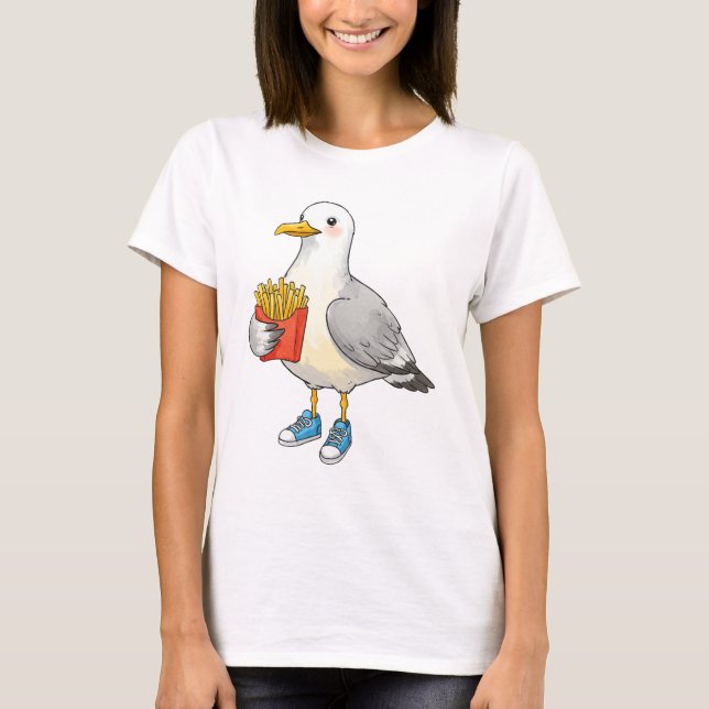 T-shirt Chaussures Frites Mouette Drôle (Devant)