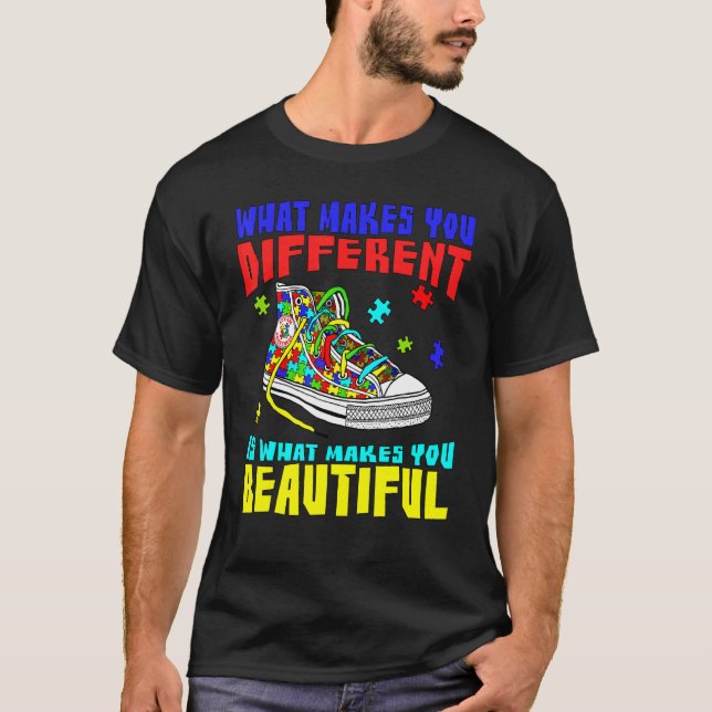 T-shirt Chaussures Puzzle de Sensibilisation à l'Autisme C (Devant)