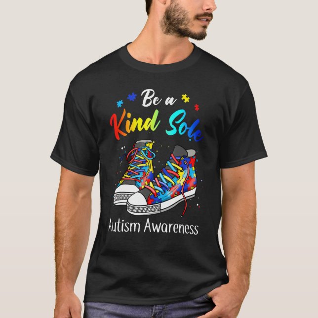 T-shirt Chaussures Puzzle de Sensibilisation à l'Autisme S (Devant)
