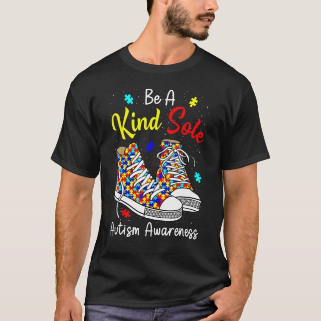 T-shirt Chaussures Puzzle de Sensibilisation à l'Autisme S (Devant)