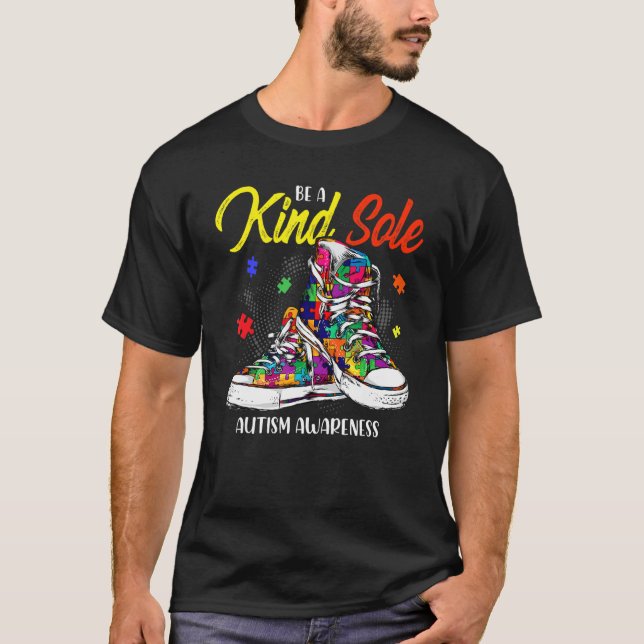 T-shirt Chaussures Puzzle de Sensibilisation à l'Autisme S (Devant)