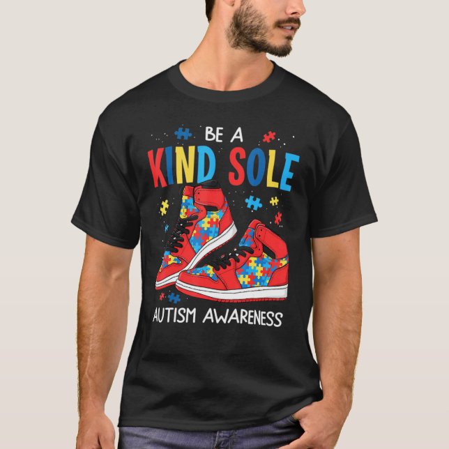 T-shirt Chaussures Puzzle de Sensibilisation à l'Autisme S (Devant)