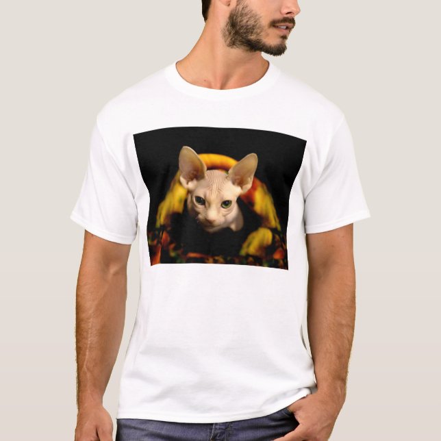 T-shirt chauve de chat de Sphynx (Devant)