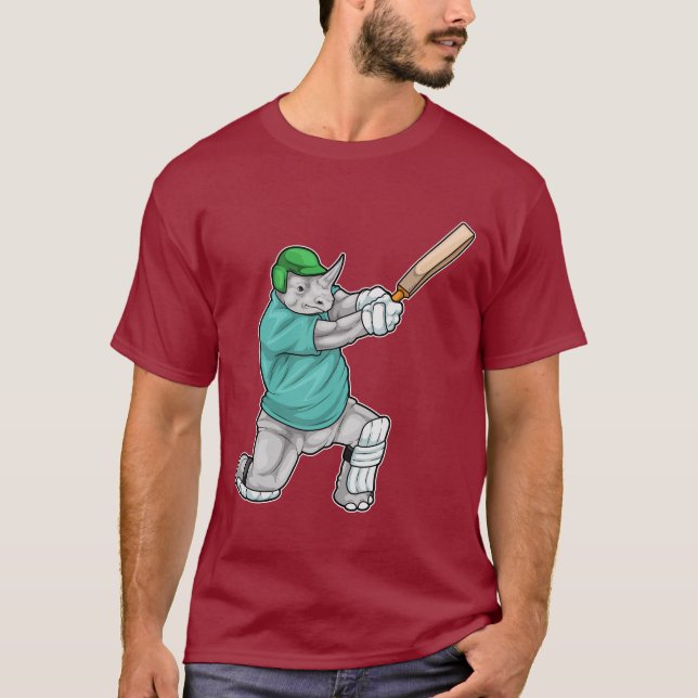 T-shirt Chauve-souris de cricket de Rhino (Devant)