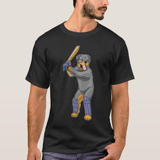 T-shirt Chauve-souris de cricket Rottweiler (Devant)