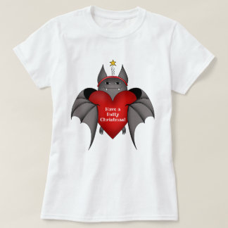 T-shirt Chauve-souris de Noël drôle au coeur rouge