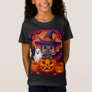 T-Shirt Chauve-souris fantôme citrouille Halloween Sunset