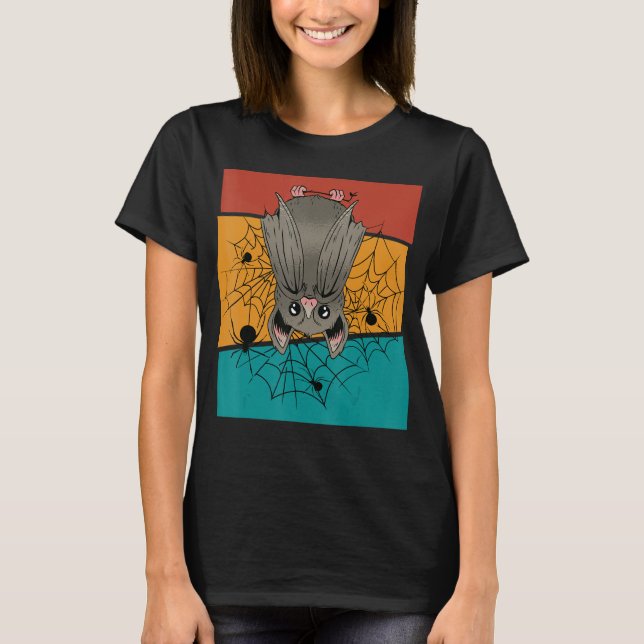 T-shirt Chauve-souris vintage avec araignées (Devant)
