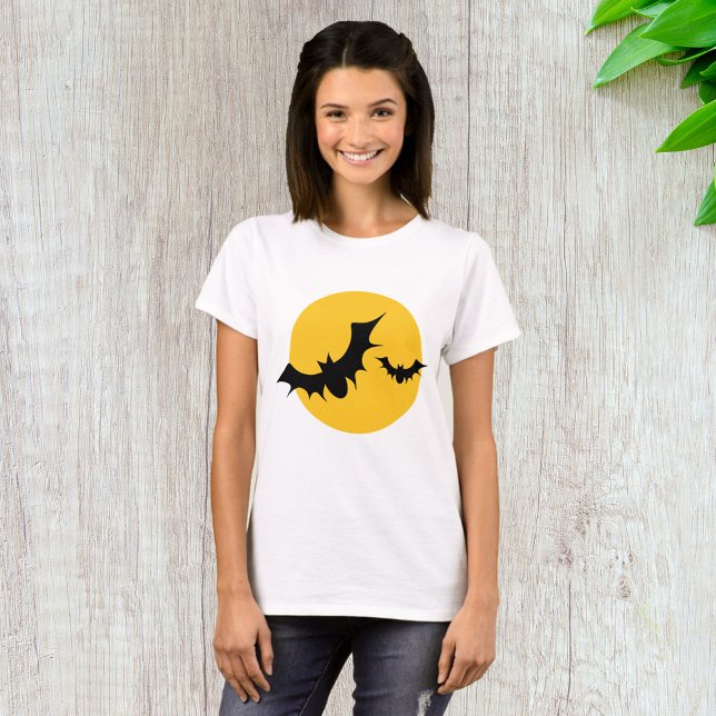 T-shirt Chauves-souris de Halloween Silhouette Pleine Lune (Créateur téléchargé)