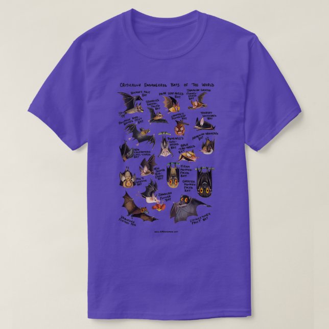 T-shirt Chauves-souris du monde en danger critique (Design devant)