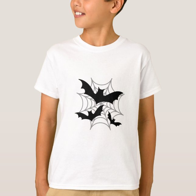 T-shirt Chauves-souris éffrayantes et Halloween Spiderweb (Devant)