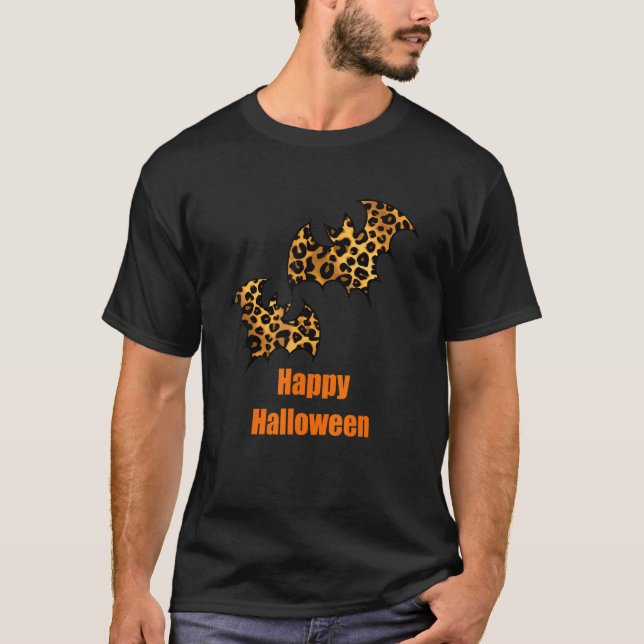 T-shirt Chauves-souris léopard fantôme d'Halloween effraya (Devant)
