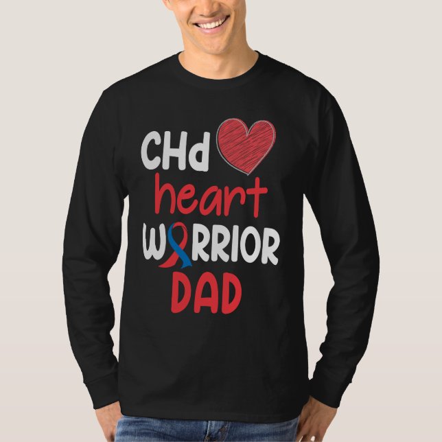 T-shirt CHD Heart Disease Warrior Proud DAD Awareness Ribb (Devant)