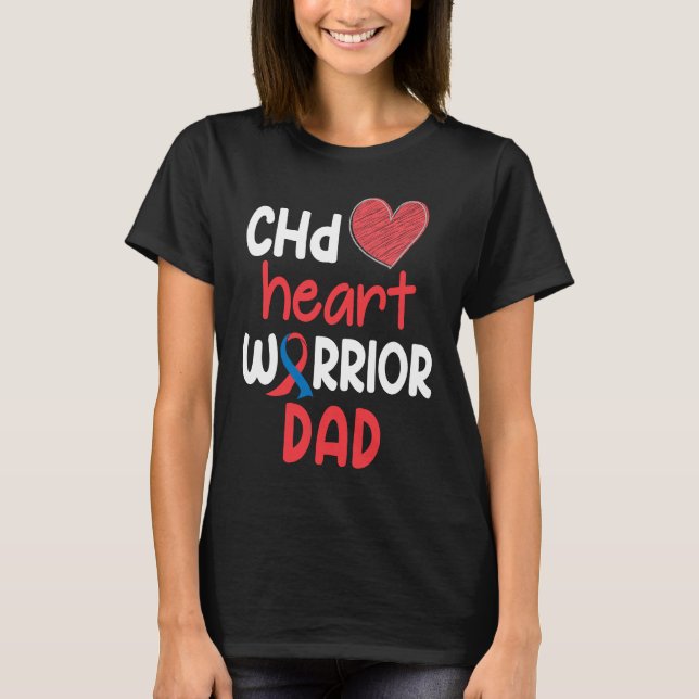T-shirt CHD Heart Disease Warrior Proud DAD Awareness Ribb (Devant)