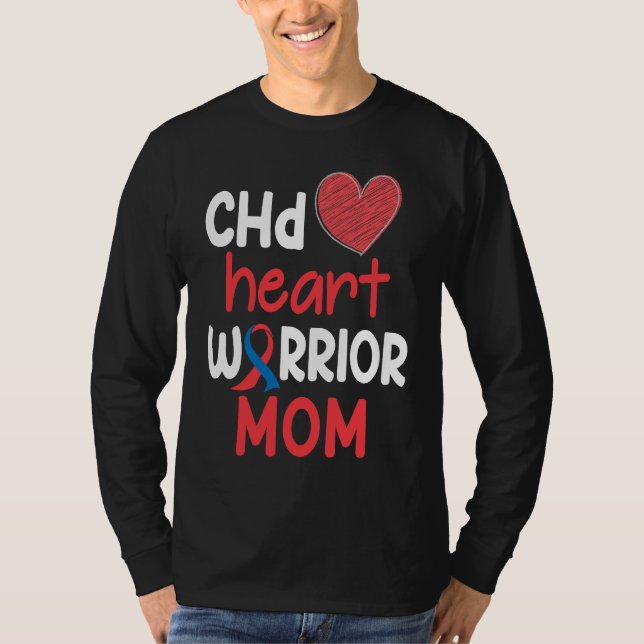 T-shirt CHD Heart Disease Warrior Proud MOM Awareness Ribb (Devant)