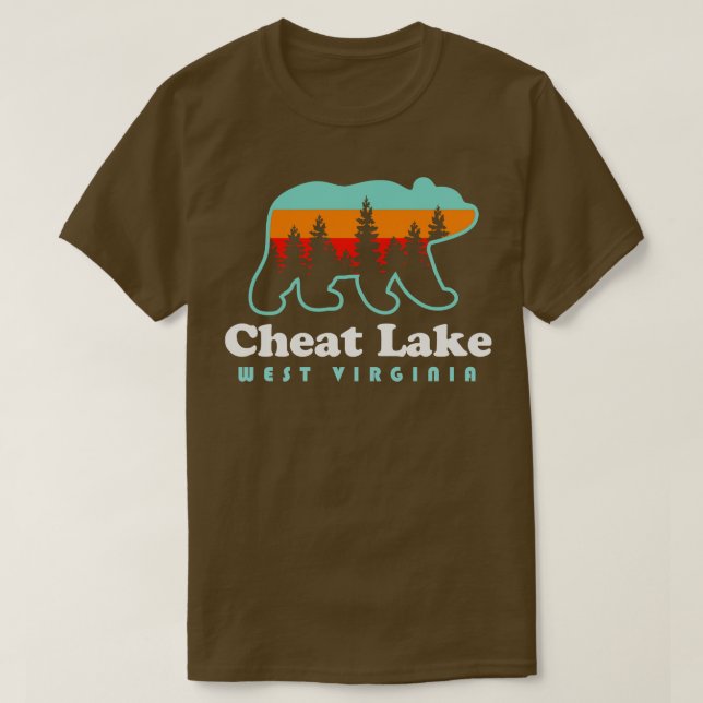 T-shirt Cheat Lake West Virginia Camping Bear Retro (Design devant)