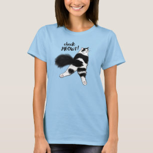 T-shirt Check Meowt Funny Black and White Cat Sploot T-Shi