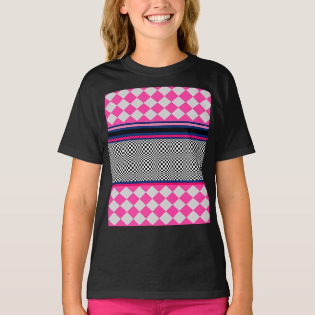 T-shirt Check Stripes Harlequin Conception de Motif mixte (Devant)