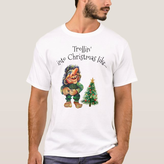 T-shirt Cheeky Christmas Troll et Tree Delight (Devant)