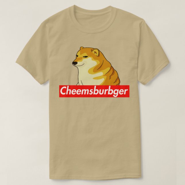 T-shirt Cheems Cheemsburbger Étiquette (Design devant)