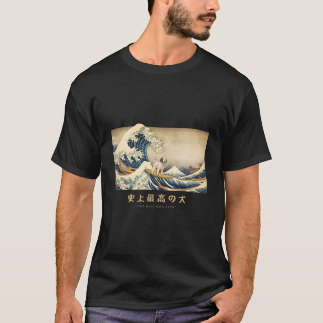 T-shirt Cheepadoodle de surf Kanagawa Wave Chien japonais  (Devant)