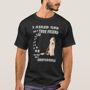 T-shirt Cheepdoodle Chien Citer Maman Sheepdogpote Papa Mi