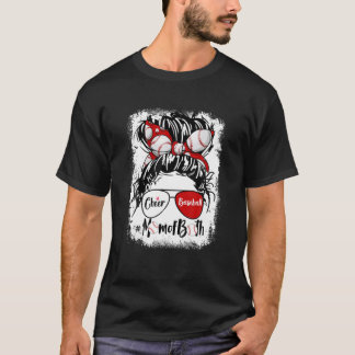T-shirt Cheer Baseball Maman Des Deux Lunettes De Cheveux 