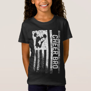 T-Shirt Cheer Bro Vintage American Flag Brother Cheerleade