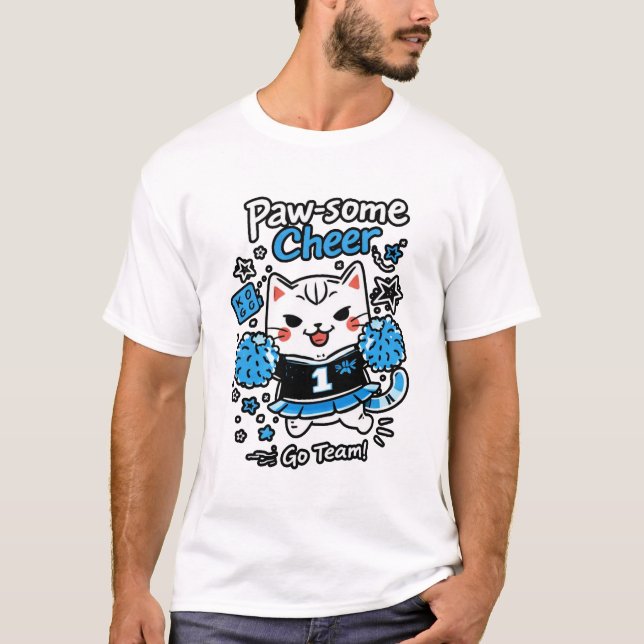 T-shirt Cheer Cat Illustration – Cute Sports Cheerleader C (Devant)