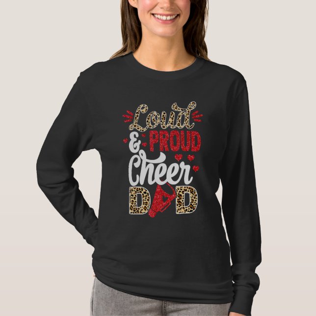 T-shirt Cheer Dad Biggest Fan Leopard Print And Pom Pom (Devant)