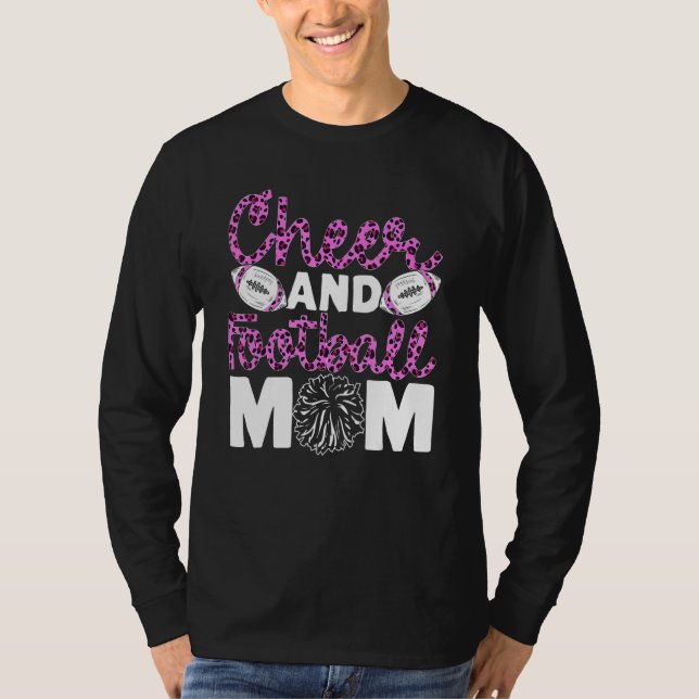 T-shirt Cheer Football Mom Leopard Pattern Football Cheer  (Devant)