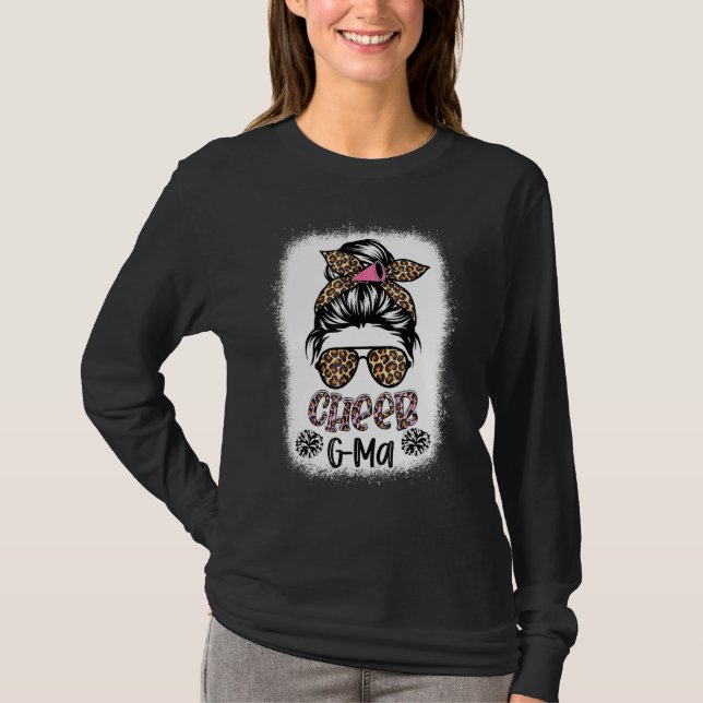 T-shirt Cheer G Ma Leopard Messy Bun Pom-pom girl Bleached (Devant)